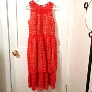"RYAN MICHELLE" RED DOILY DRESS